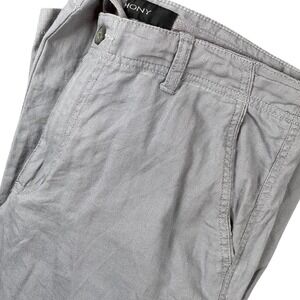 Marc Anthony Mens Grey Linen Blend Drawstring Straight Leg Pants 34x32